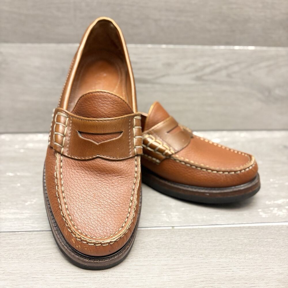 ET Wright Penny Loafers Brown Leather Italian Made Slip On Dress Shoe Size 8D